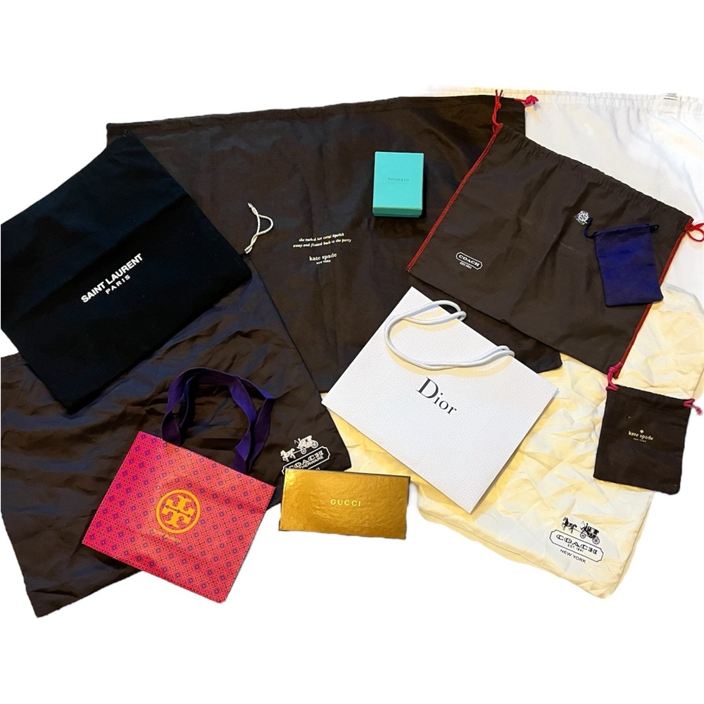 11 pc Designer Dust Bags Shopping Boxes Gift Dior YSL Tory Burch Coach Tiffany